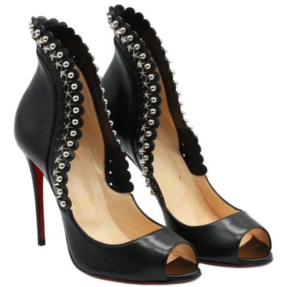 Christian LOUBOUTIN Heels ROUCOULOUCOU 100 Black Silver Star Studded Pumps 36.5 - Picture 2 of 6